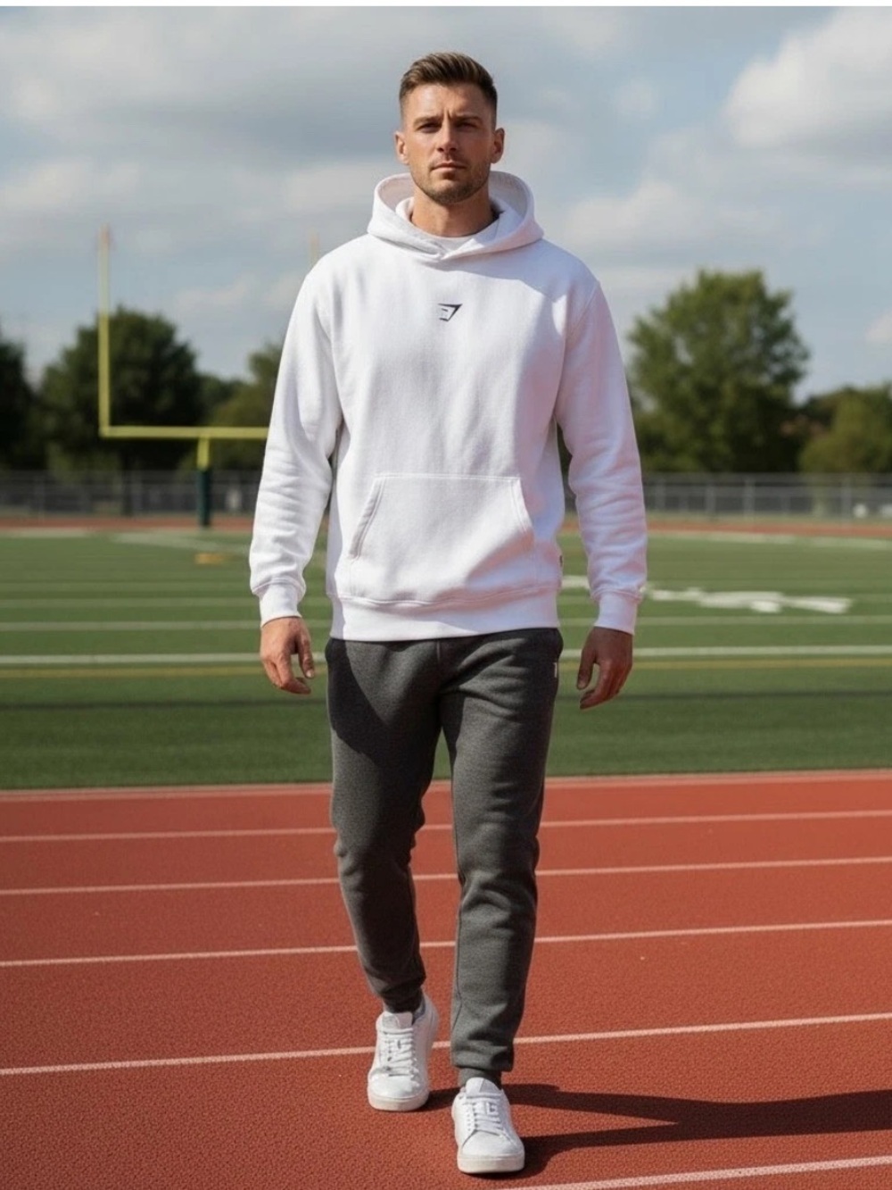 Gymshark White Pullover Hoodie Sweatshirt Small